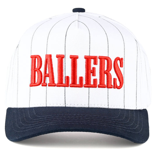 BALLERS Baseball pinstripe Puff Embroidered Trucker Cap
