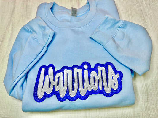 OLL Warriors Cursive Glitter Embroidered Sweatshirt
