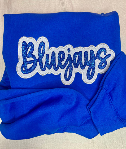 Bluejays Cursive Glitter Embroidered Sweatshirt