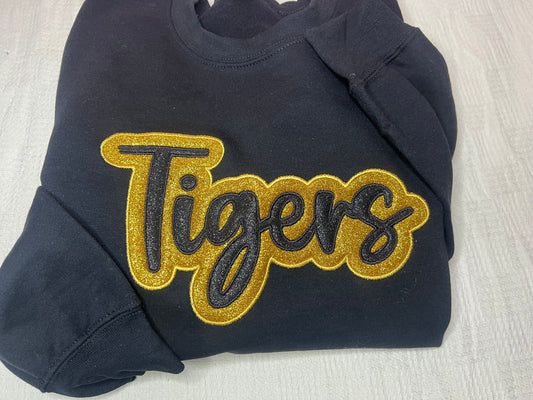 Mizzou Tigers Cursive Glitter Embroidered Sweatshirt
