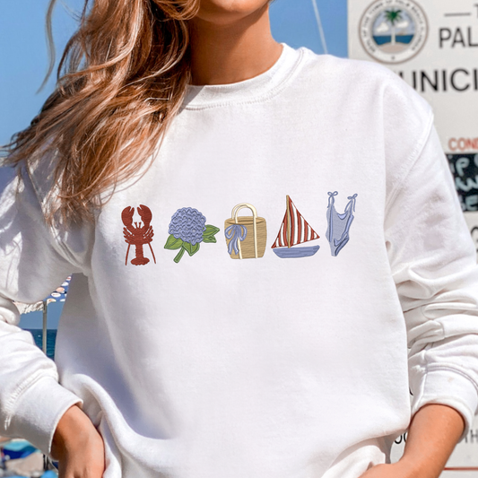 New England East Coast Embroidered Sweatshirt