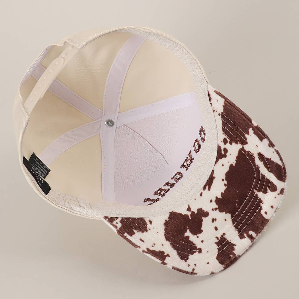 Cowgirl Embroidered Cow Print Trucker Hat