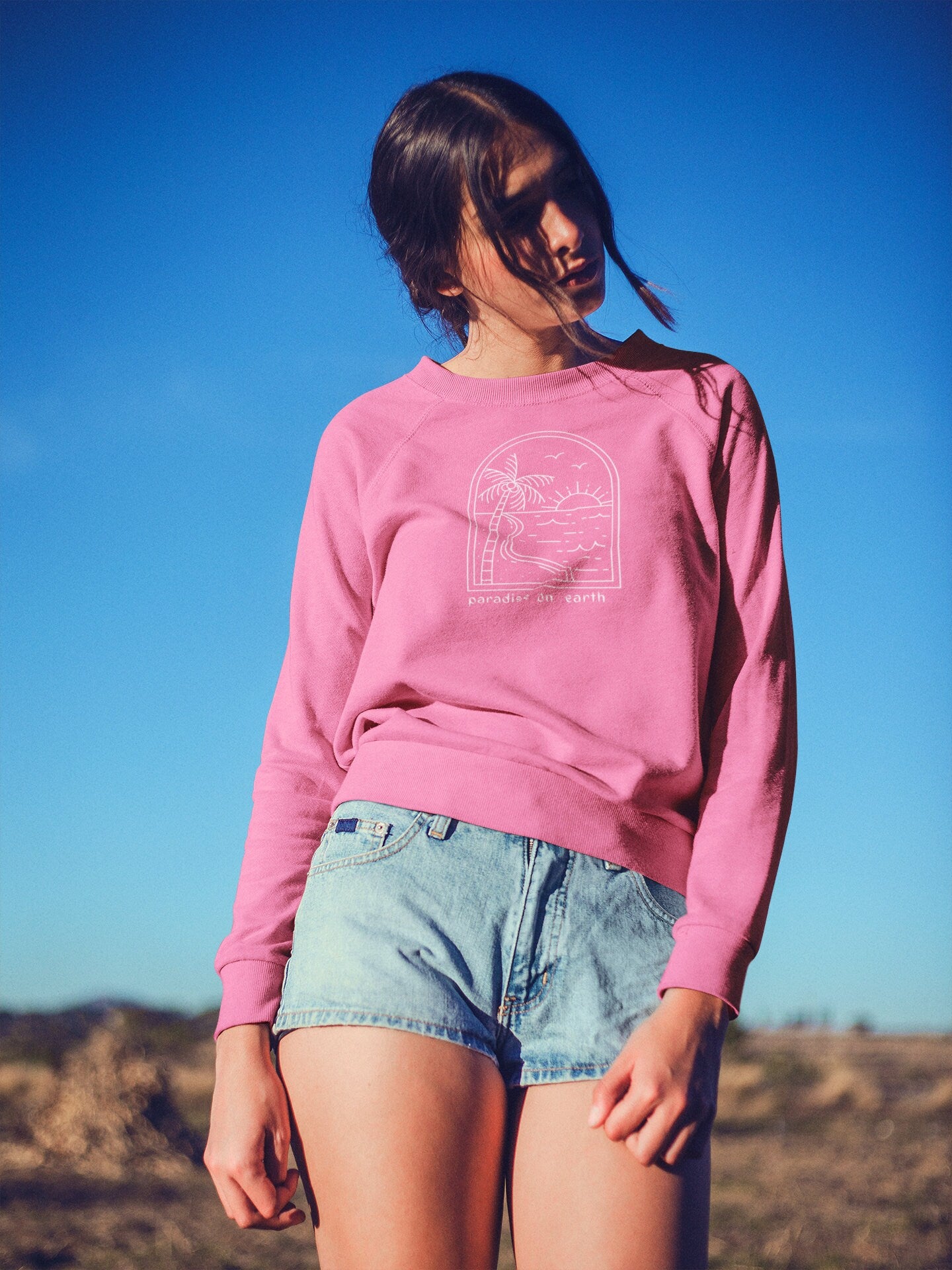 Paradise on Earth Pullover Outer Banks North Carolina Crewneck Sweatshirt Beach Boho Sweatshirt Comfort Colors Surf Sweatshirt