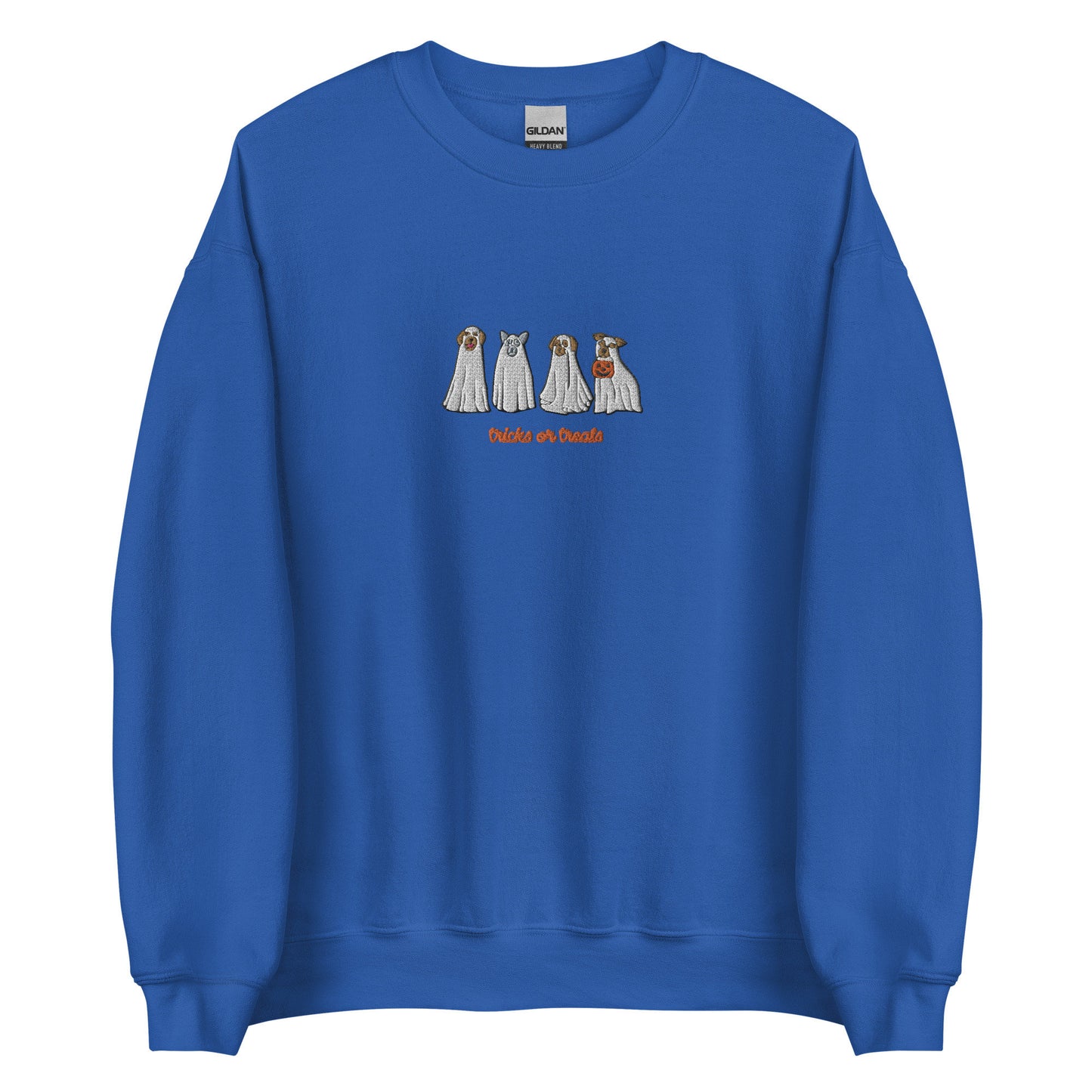 Halloween Ghost Dogs Embroidered Crewneck Pullover Sweatshirt