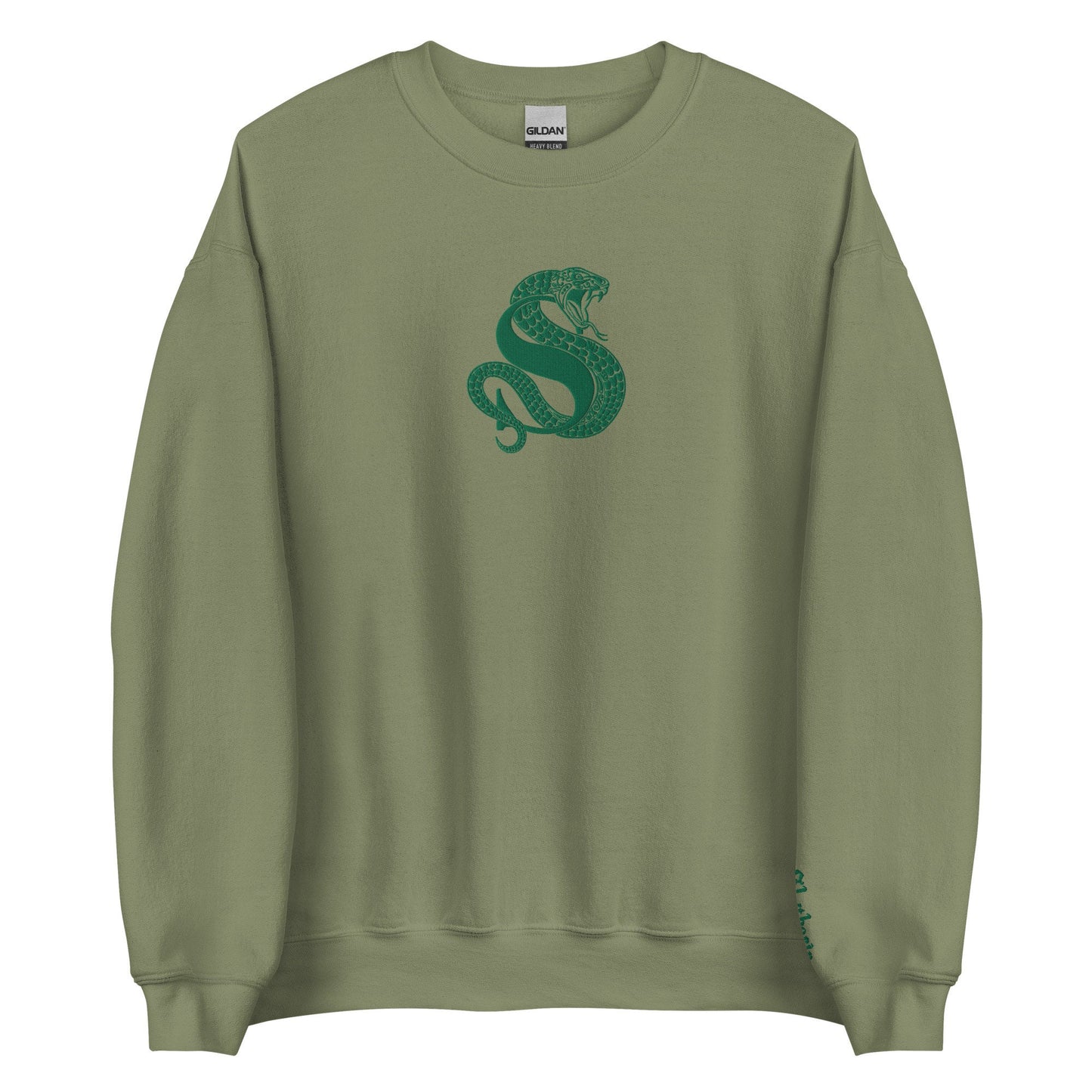 Green Snake Embroidered Wizard House Crest Sweatshirt