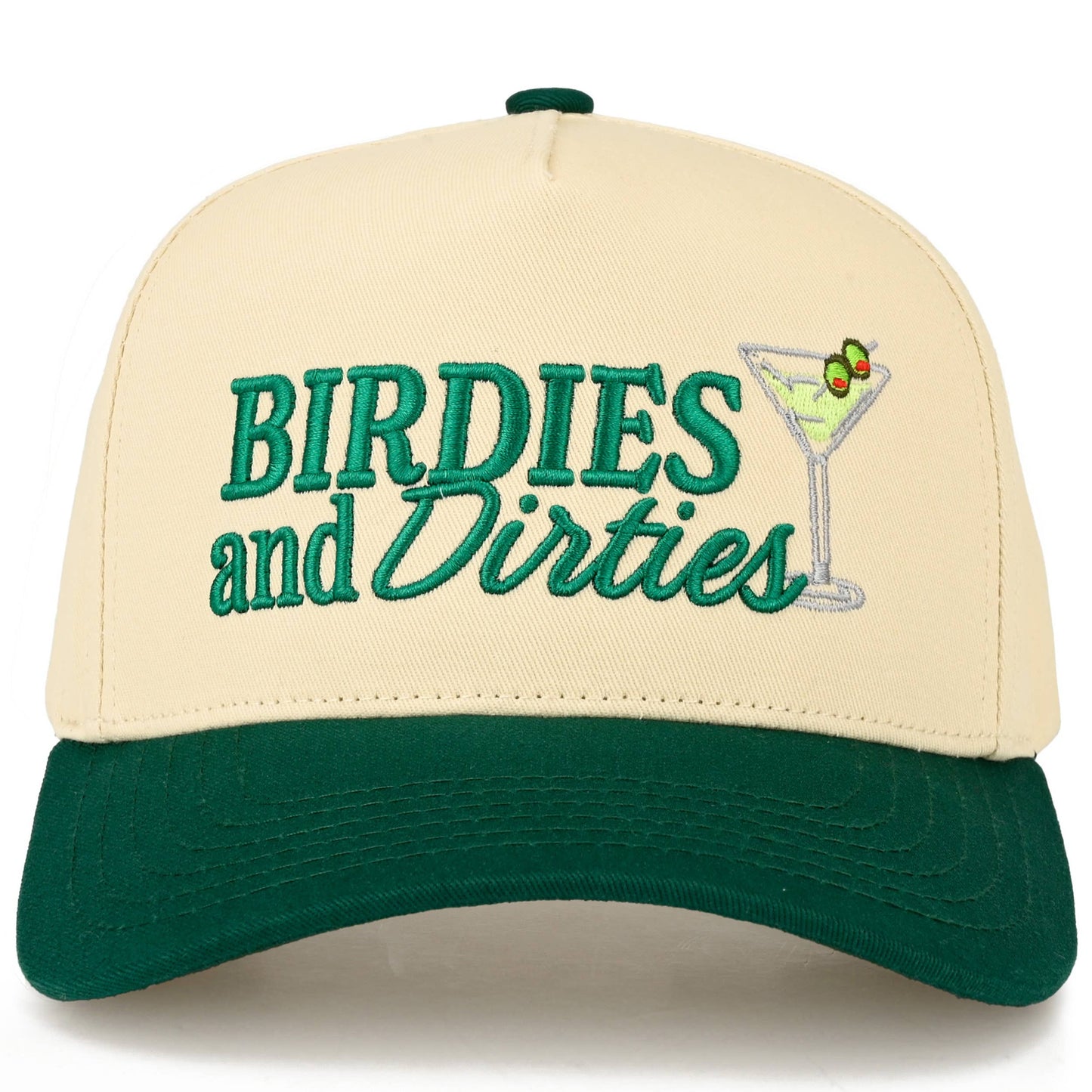 BIRDIES AND DIRTIES Golf and Martinis Two Tone Embroidered Trucker Hat