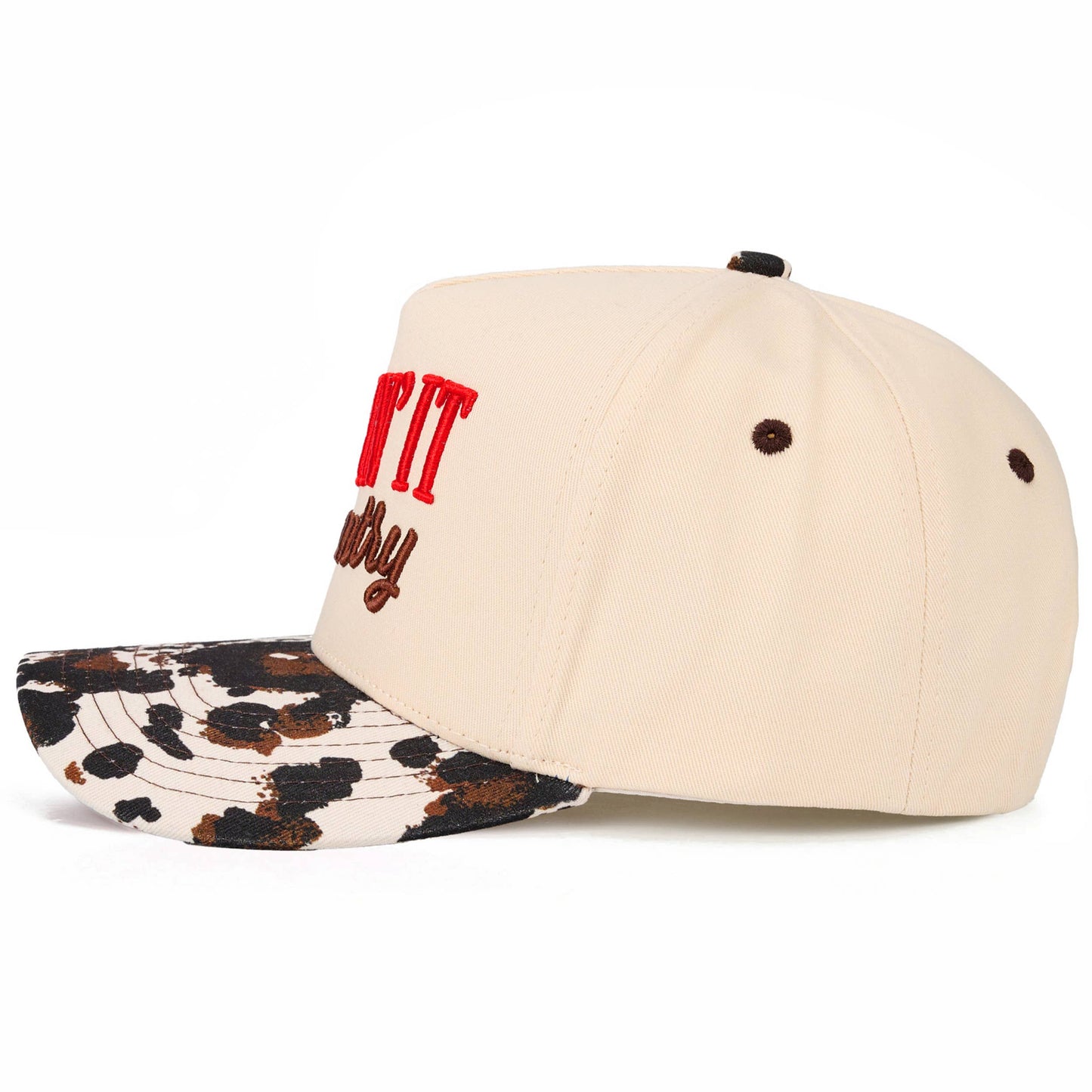 Keepin’ it County Embroidered Two Tone Cow Print Trucker Hat