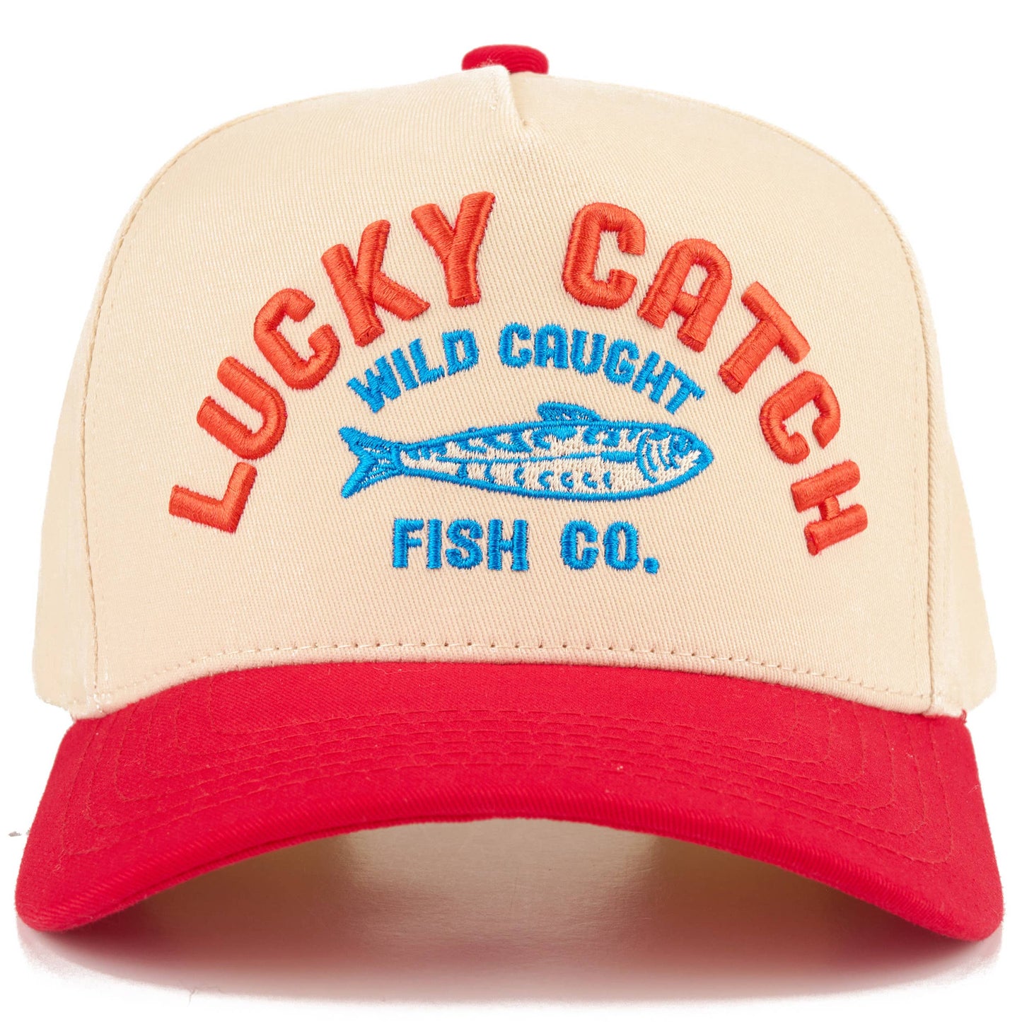 Lucky Catch Embroidered Two Tone Fishing Trucker Hat