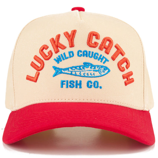 Lucky Catch Embroidered Two Tone Fishing Trucker Hat