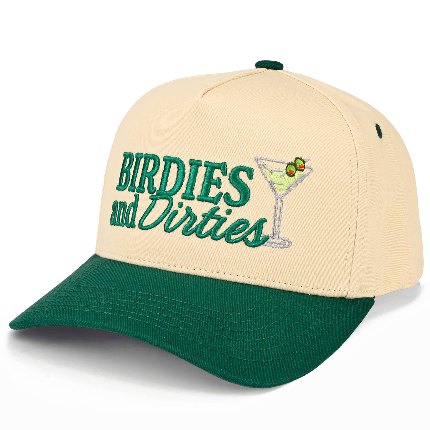 BIRDIES AND DIRTIES Golf and Martinis Two Tone Embroidered Trucker Hat