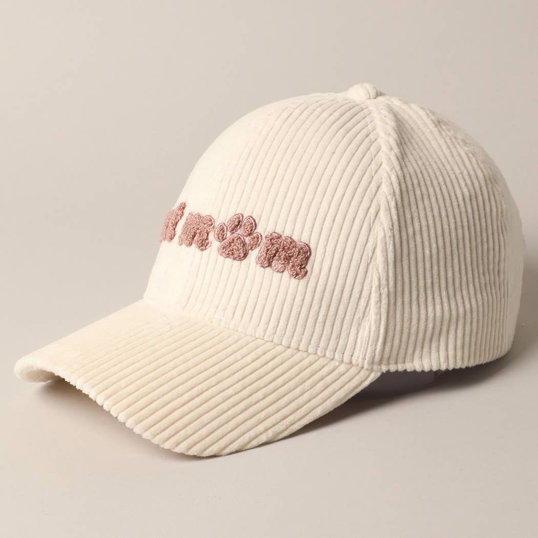 Cat Mom Chenille Corduroy Baseball Cap