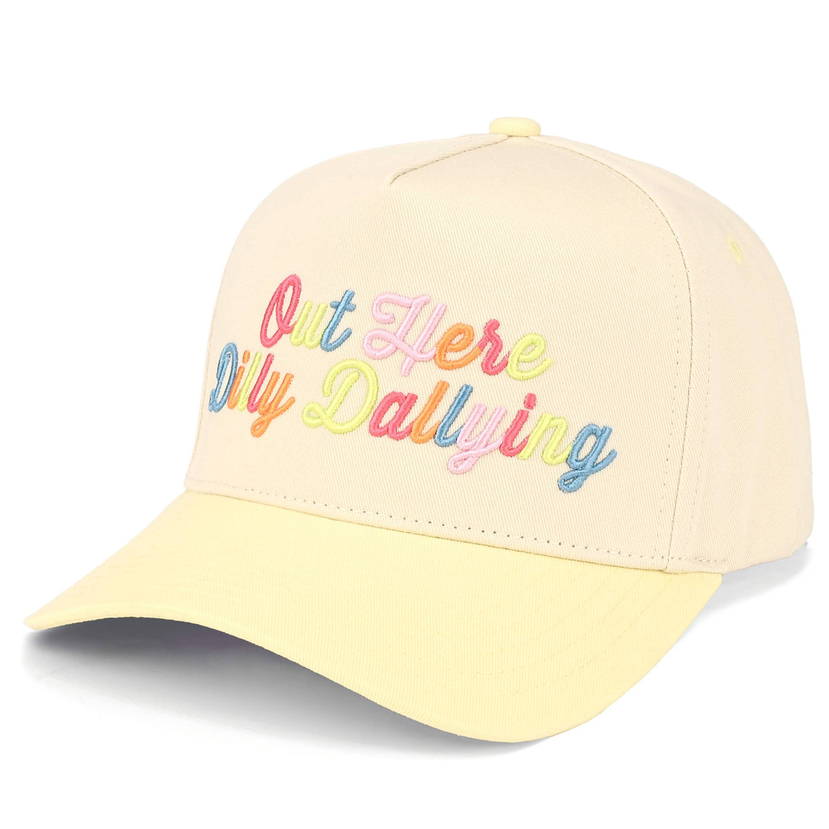 C.C OUT HERE DILLY DALLYING Letter on Two Tone Trucker Hat