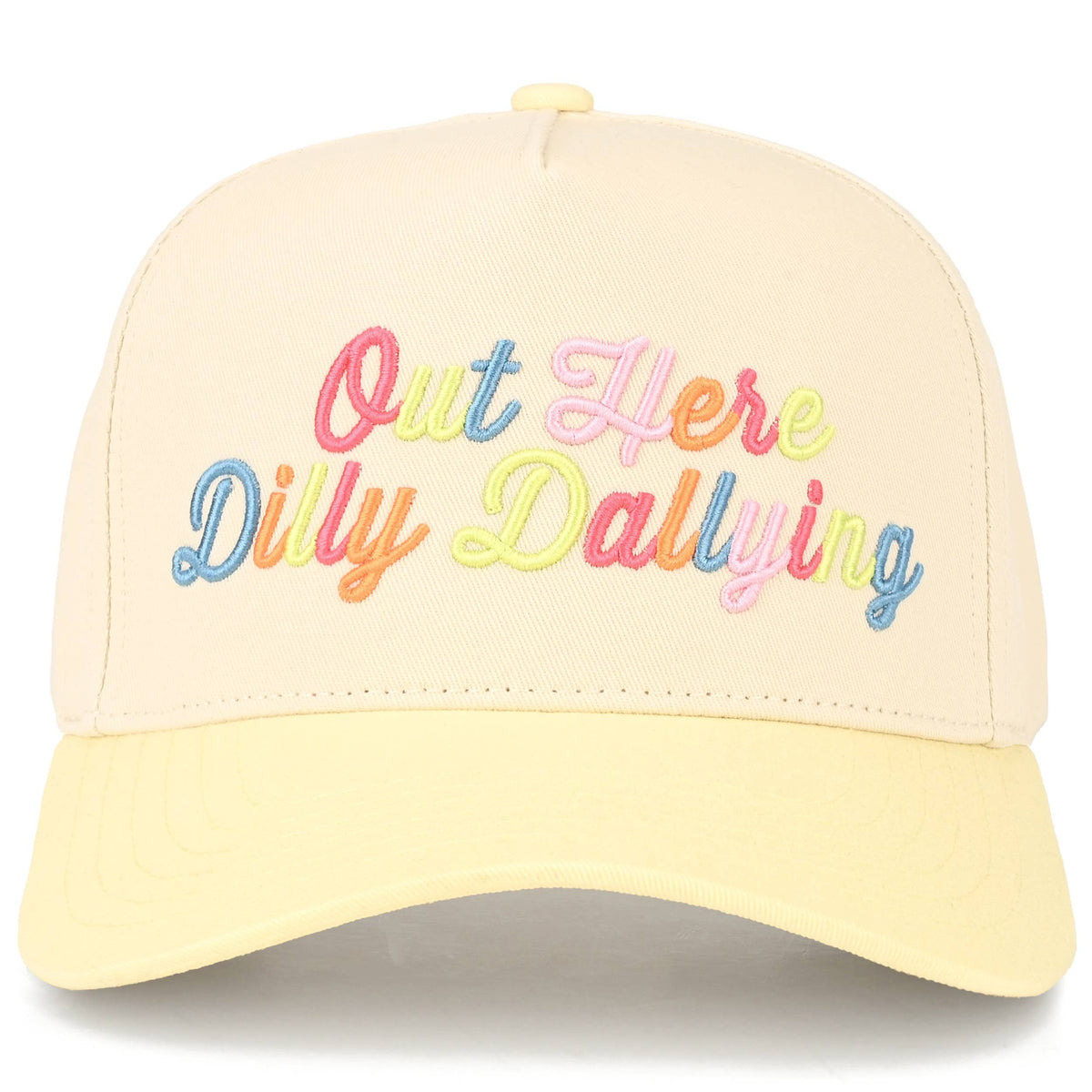 C.C OUT HERE DILLY DALLYING Letter on Two Tone Trucker Hat