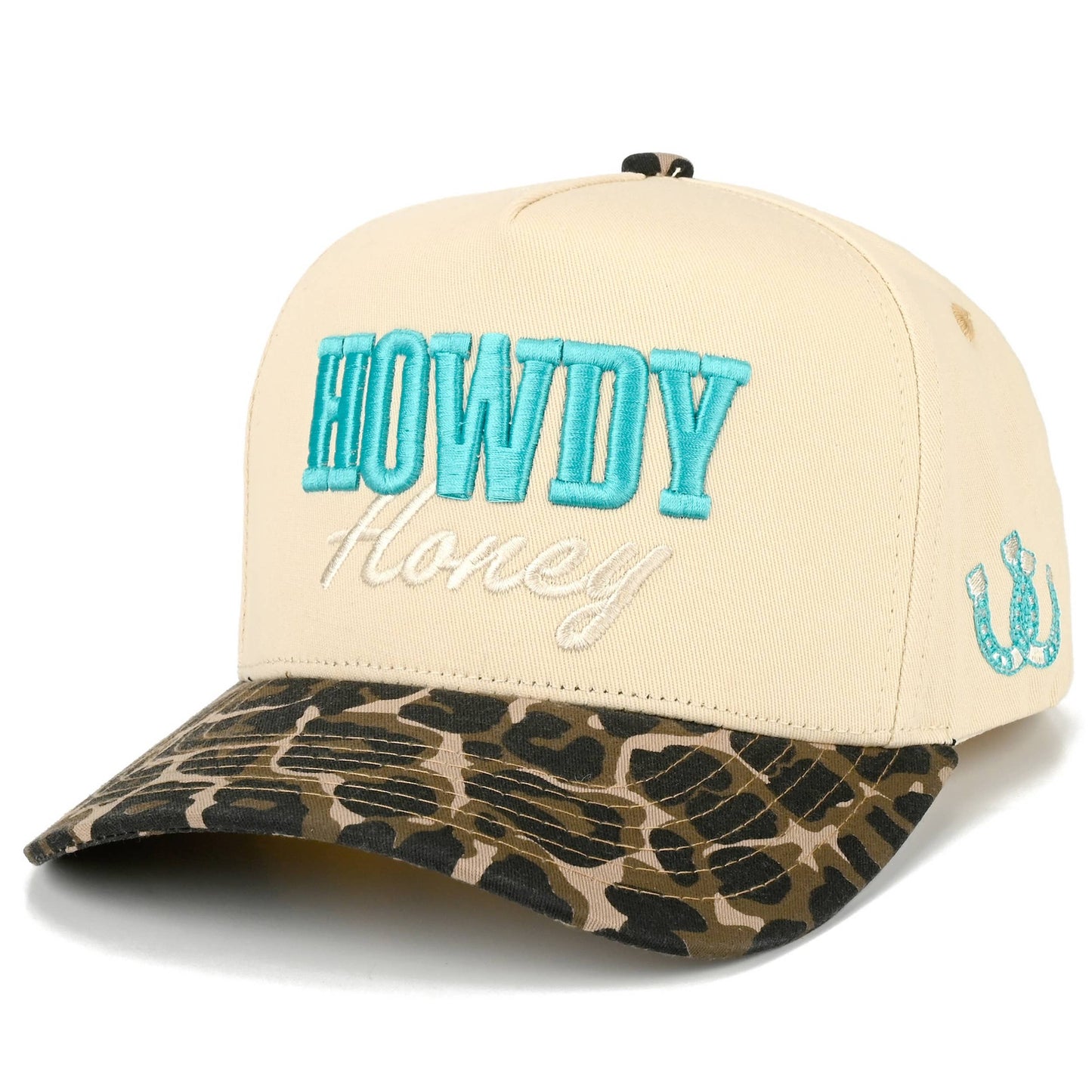 Howdy Honey puff embroidered leopard print Trucker Hat