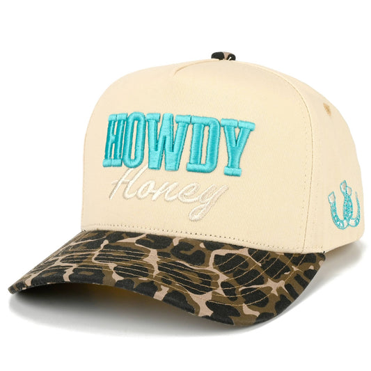 Howdy Honey puff embroidered leopard print Trucker Hat
