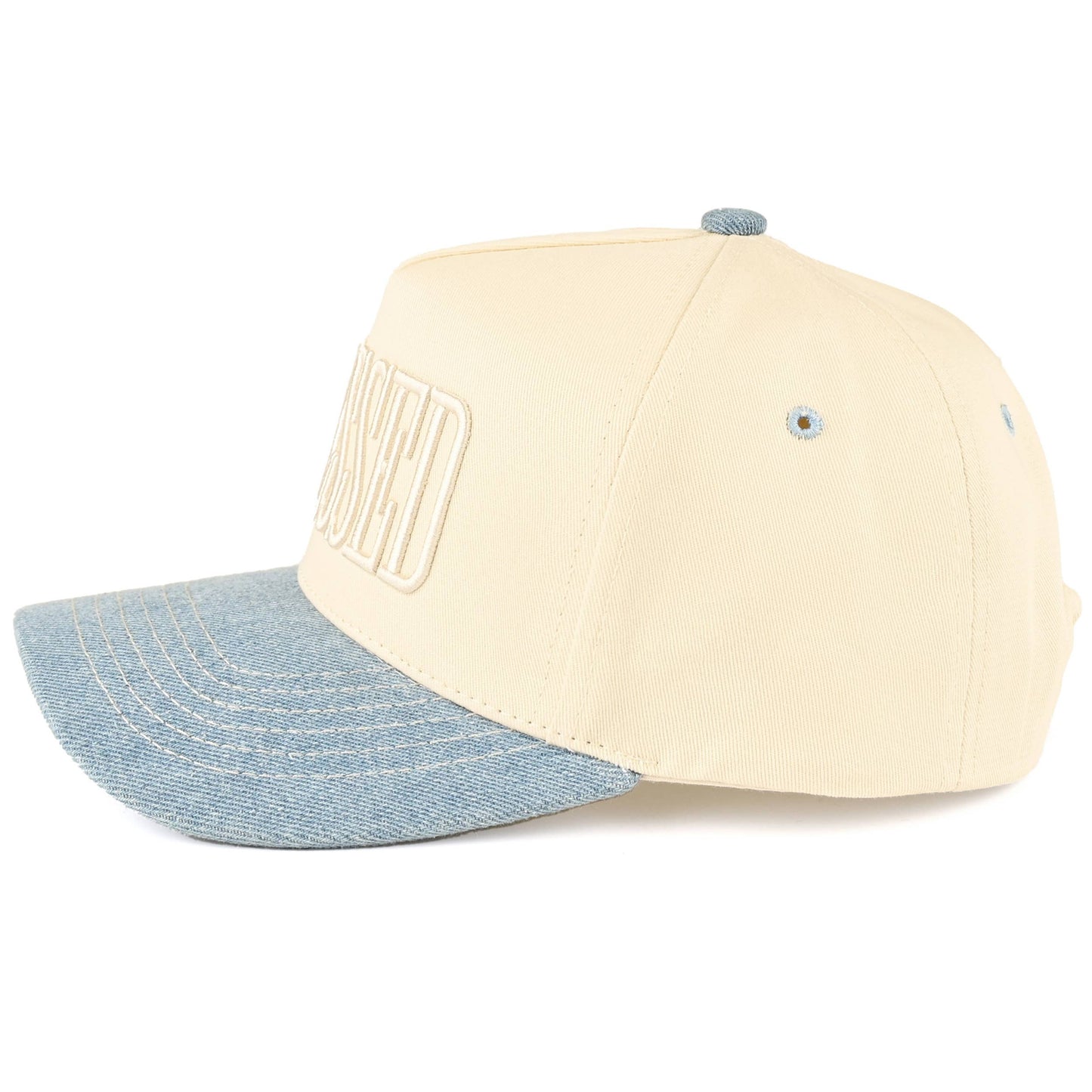 BLESSED Embroidered Two Tone Denim Trucker Cap