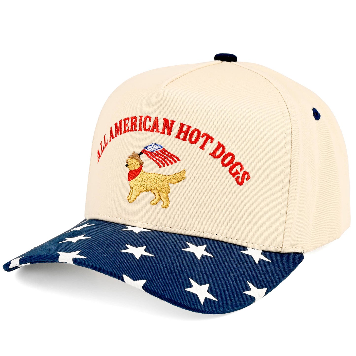 All American Hot Dog Golden Retriever Two Tone Embroidered Trucker Hat