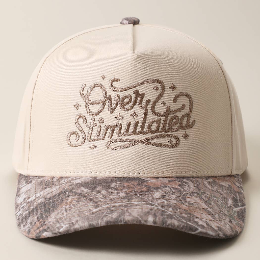 Over Stimulated Embroidered Two-Tone Camo Trucker Hat