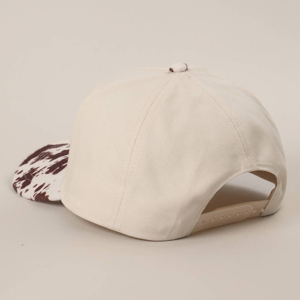 Cowgirl Embroidered Cow Print Trucker Hat