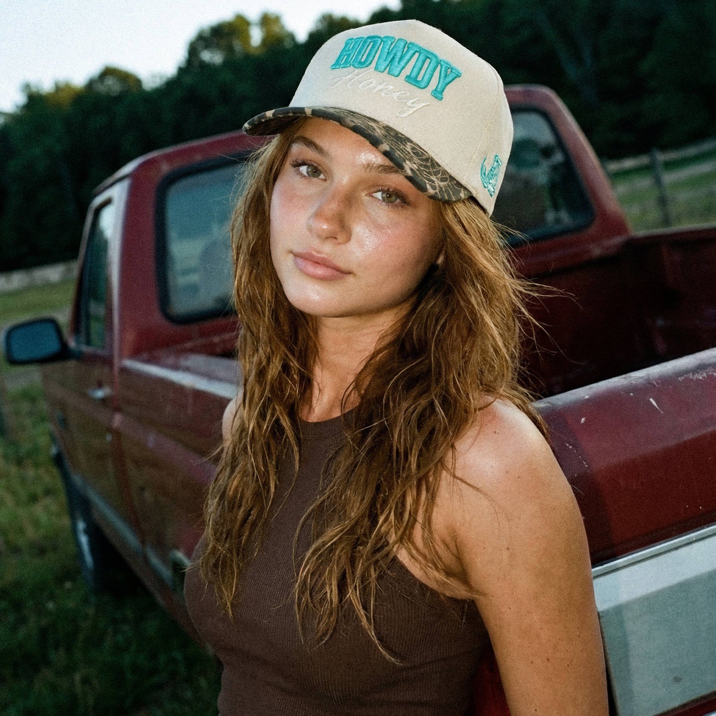 Howdy Honey puff embroidered leopard print Trucker Hat
