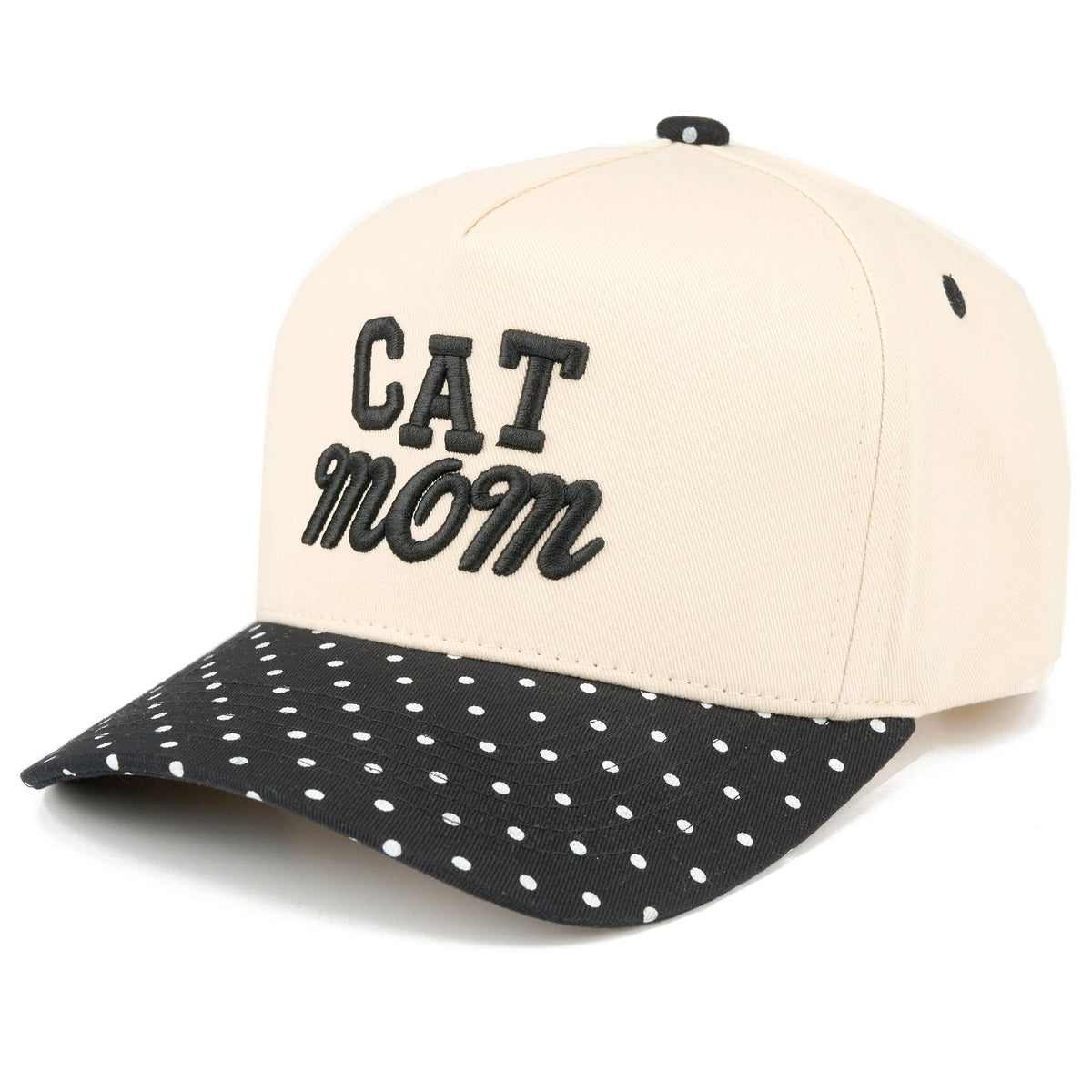 C.C CAT MOM Letter Embroidered with Pattern Brim Trucker Hat