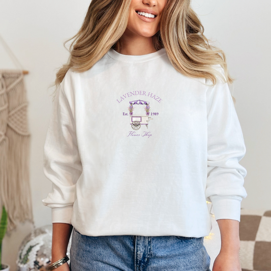 Lavender Haze Flower Shop Embroidered Sweatshirt