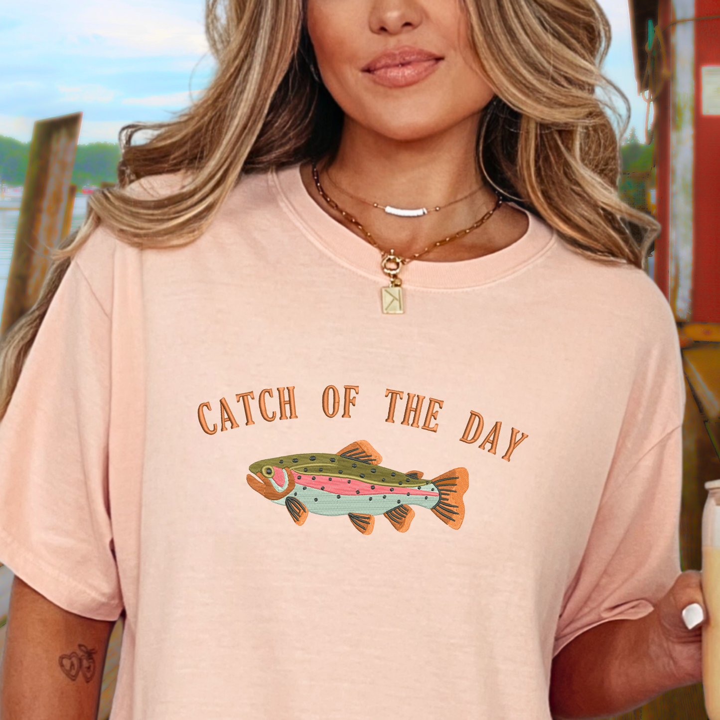 Catch of the Day Trout Embroidered Tshirt