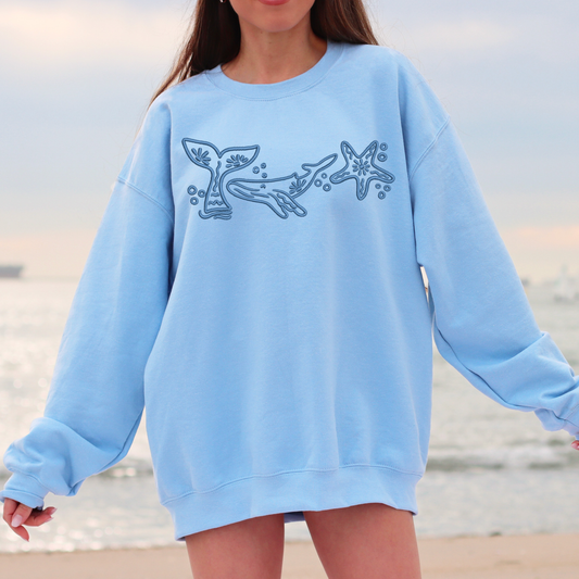 Ocean Lover Embroidered Whale Sweatshirt