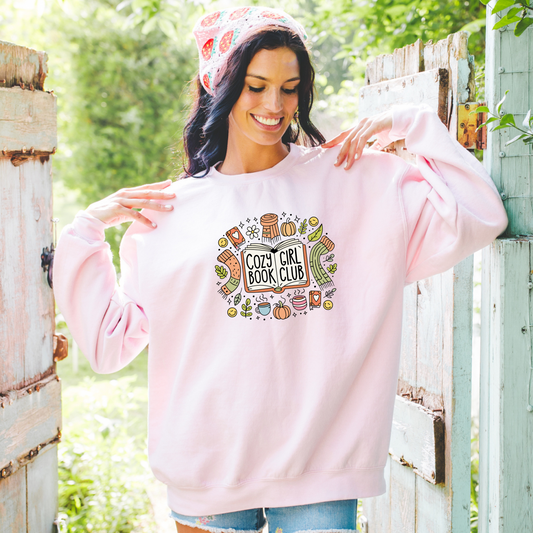 Cozy Girl Fall Book Club Pink Sweatshirt