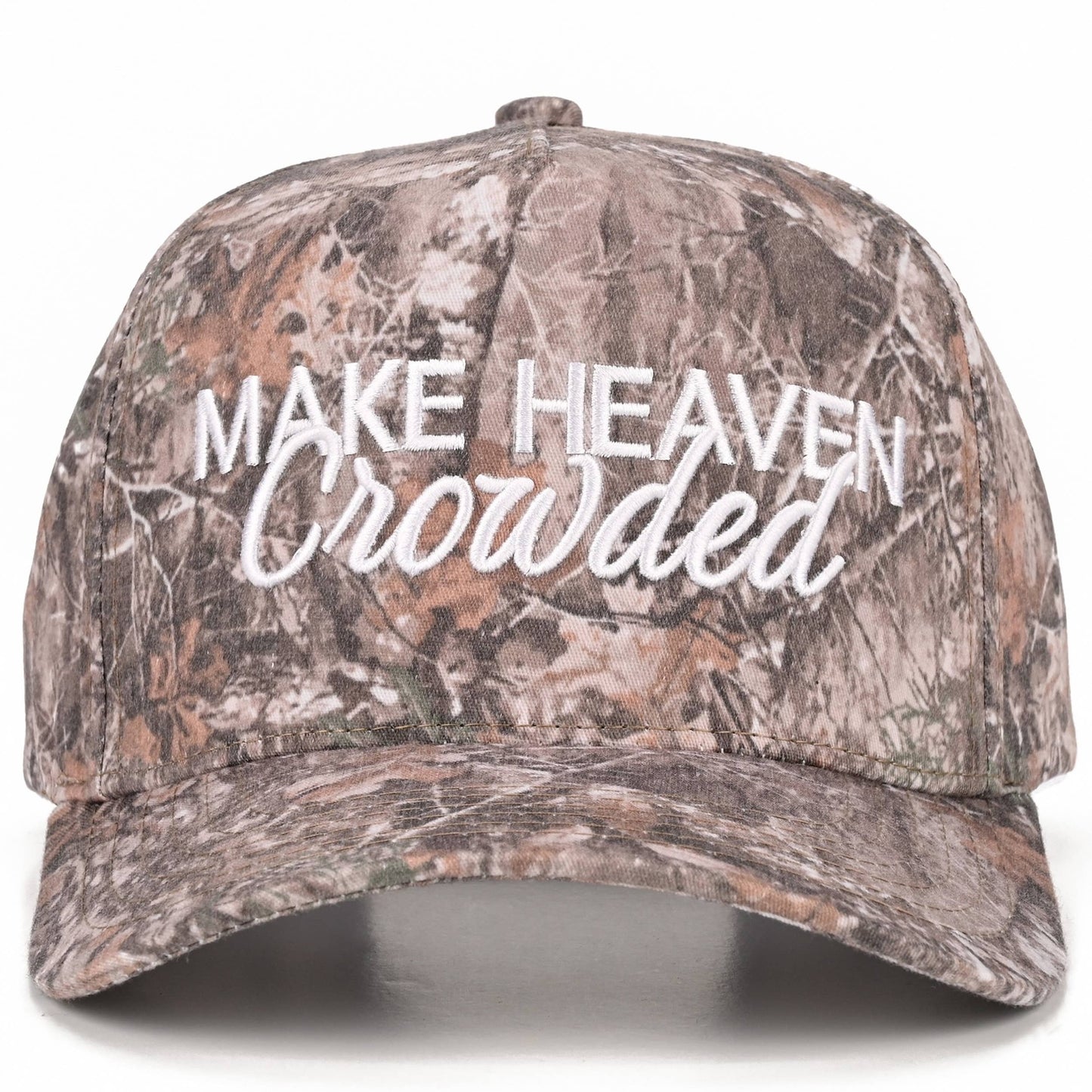 Make Heaven Crowded Embroidered Light Camo Trucker Hat