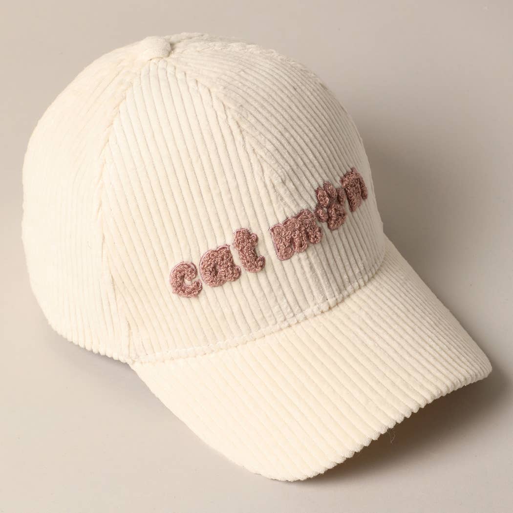 Cat Mom Chenille Corduroy Baseball Cap