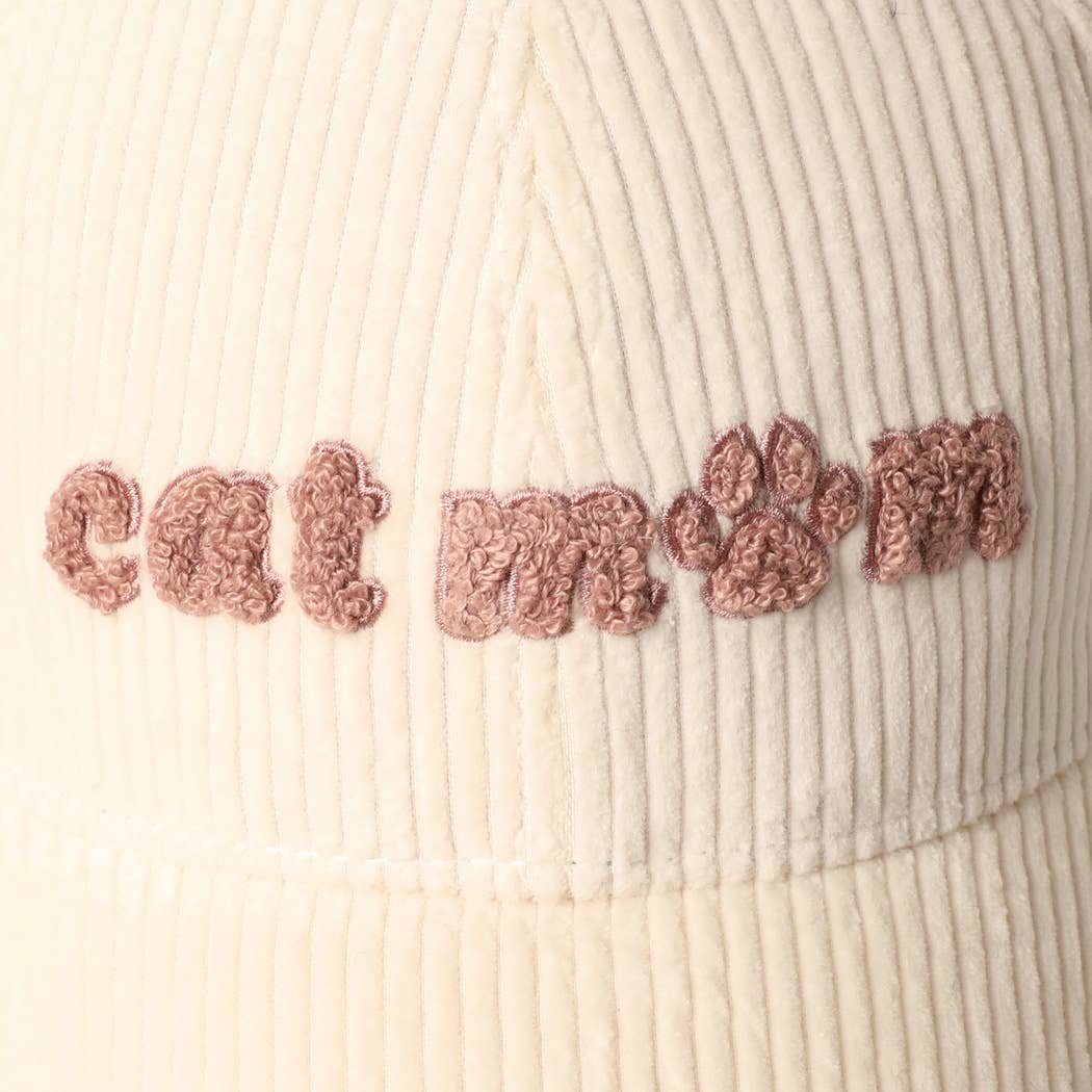 Cat Mom Chenille Corduroy Baseball Cap