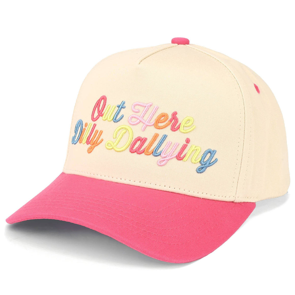 C.C OUT HERE DILLY DALLYING Letter on Two Tone Trucker Hat
