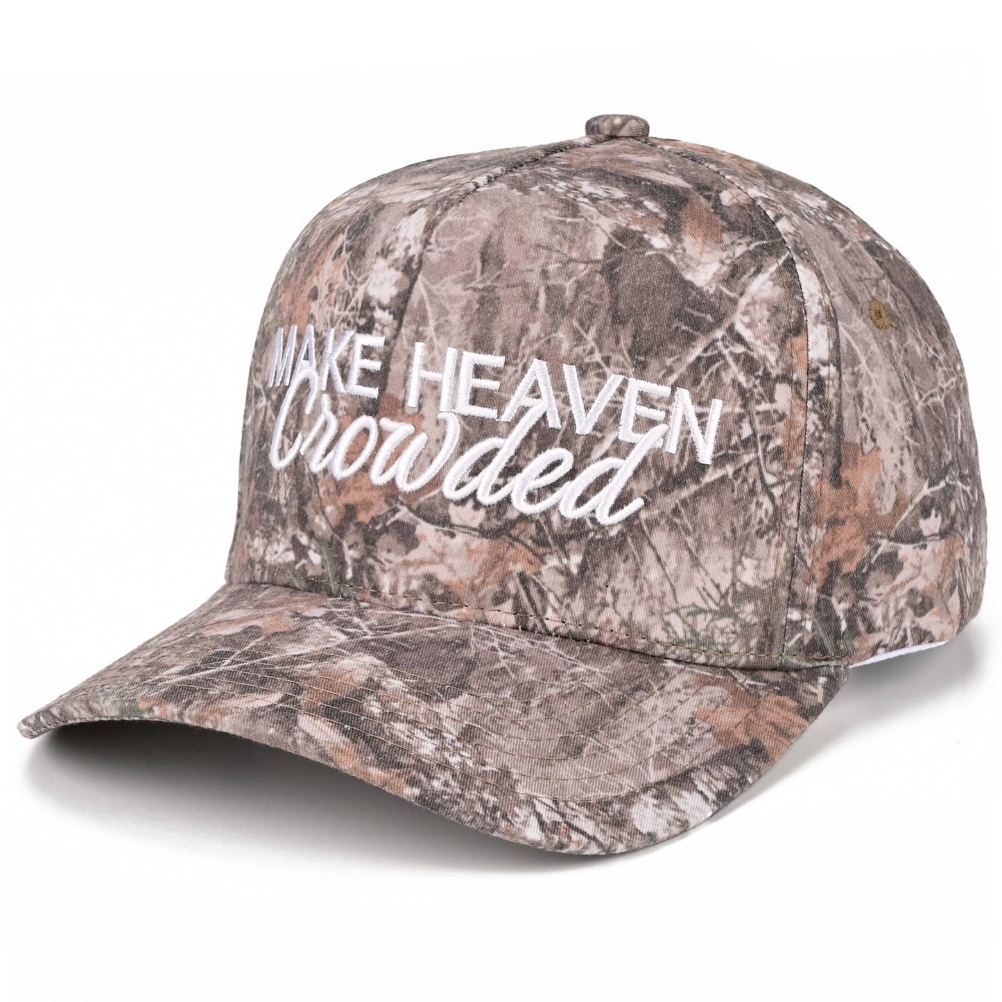 Make Heaven Crowded Embroidered Light Camo Trucker Hat