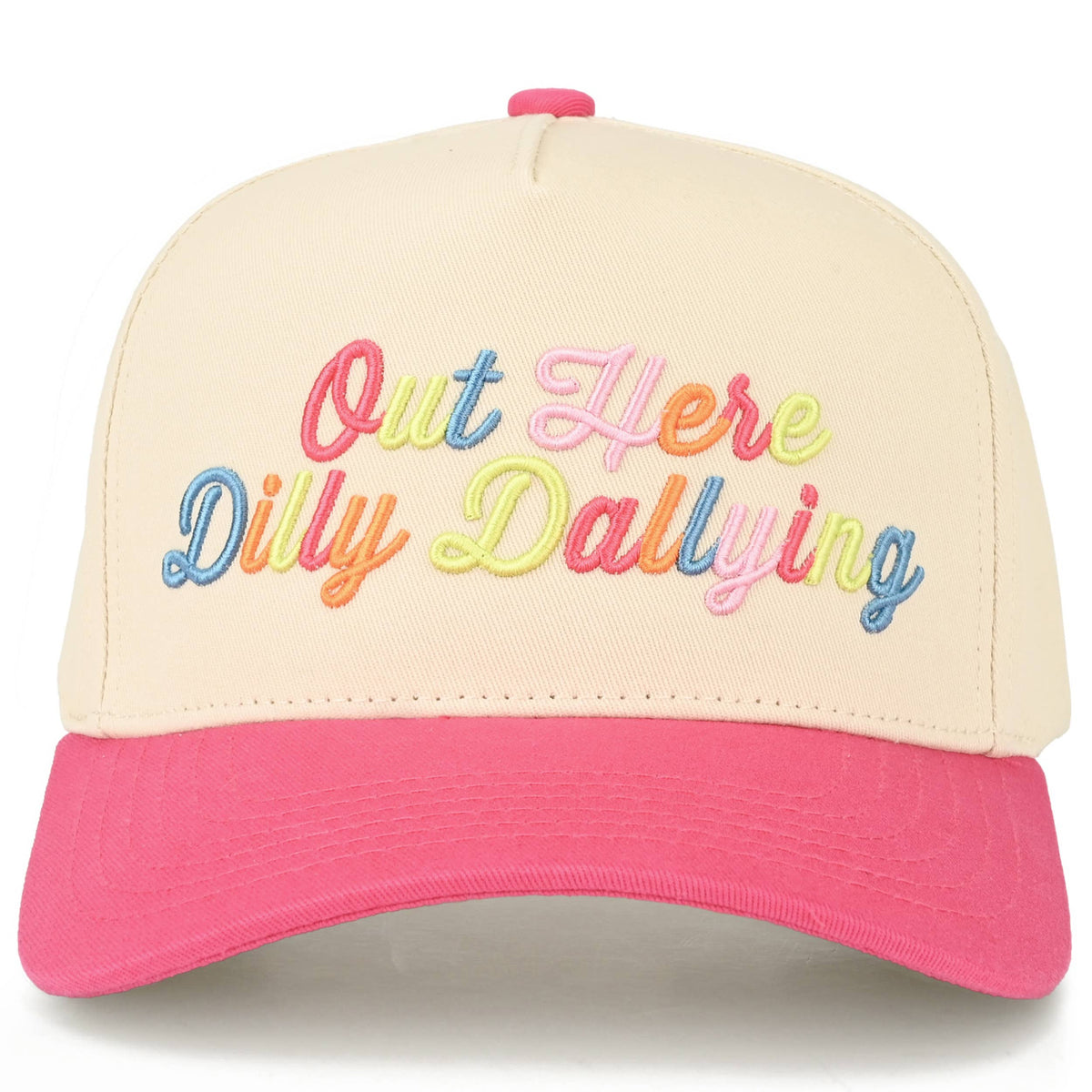 C.C OUT HERE DILLY DALLYING Letter on Two Tone Trucker Hat