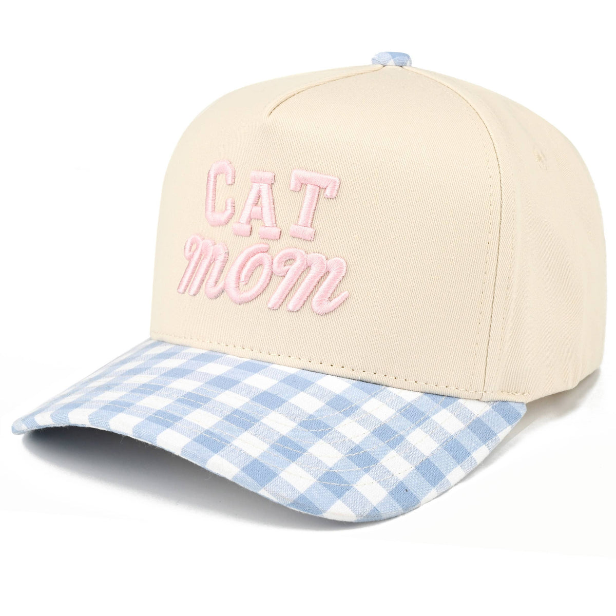 C.C CAT MOM Letter Embroidered with Pattern Brim Trucker Hat