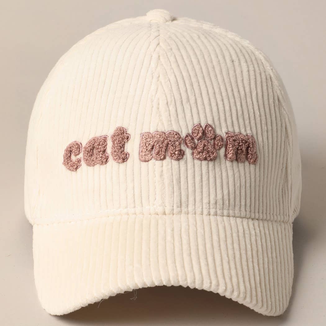 Cat Mom Chenille Corduroy Baseball Cap