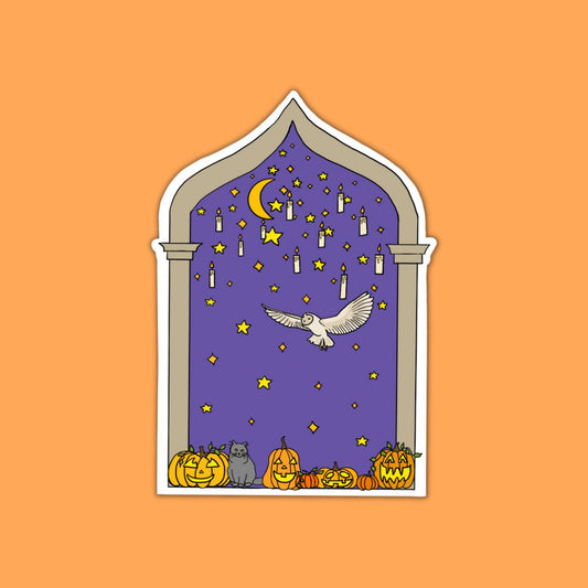 Magic Halloween Great Hall Castle Sticker Halloween Starry Night Sticker Jack o Lantern Sticker