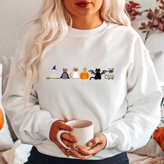 Halloween Cat Sweatshirt Halloween Kitty Ghost Kitty Vampire Cat Bat Cat Mummy Cat Witch Cat Pumpkin Kitty