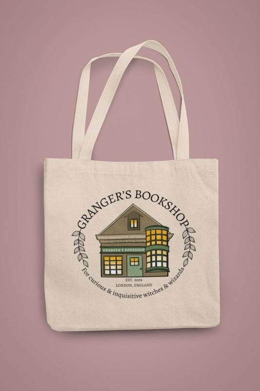 Bookstore Canvas Tote Bag Granger’s Bookshop Tote Bag Book lover gift Wizard tote bag Library book bag