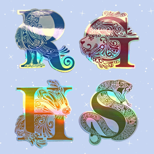 Wizard House Crest Sticker Wizard School Sticker Holographic Sticker Wizard House Banner