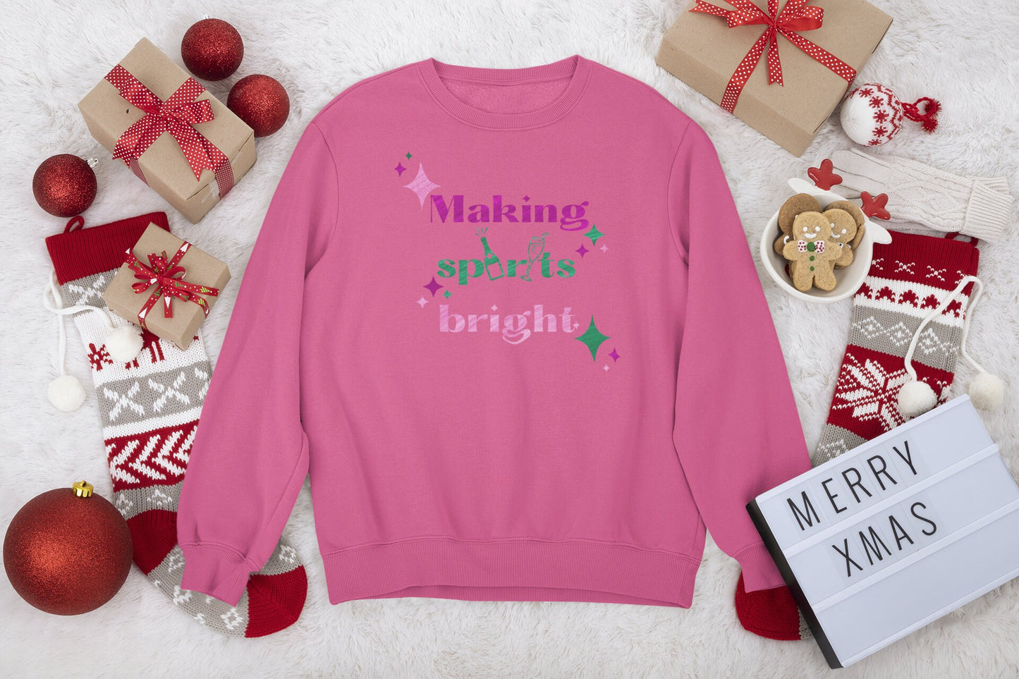 Making Spirits Bright Christmas Sweatshirt New Year’s Eve Sweatshirt Champagne Sweatshirt Emerald Green Glitter Pullover