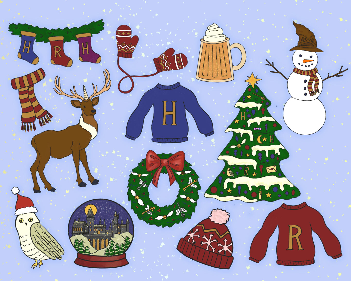 Wizard Christmas Sticker Pack Wizard Stickers Magical Christmas Stickers