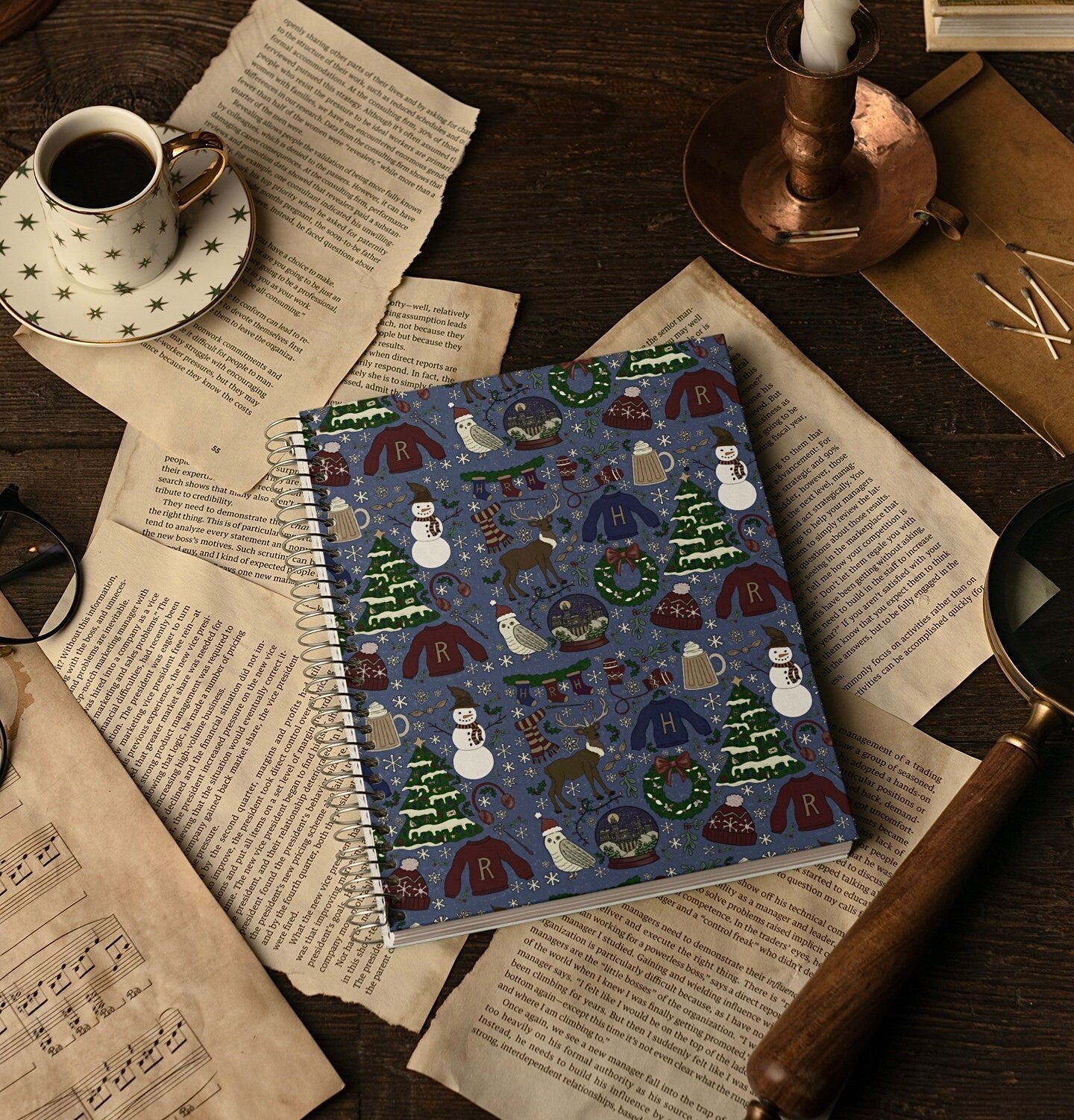 Christmas Wizard Notebook Christmas Stationery Wizard Christmas Gift