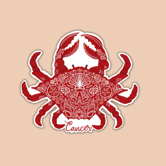 Red Crab Sticker Cancer Sticker Zodiac Sticker July Birthday Sticker June Birthday Sticker Waterproof Sticker