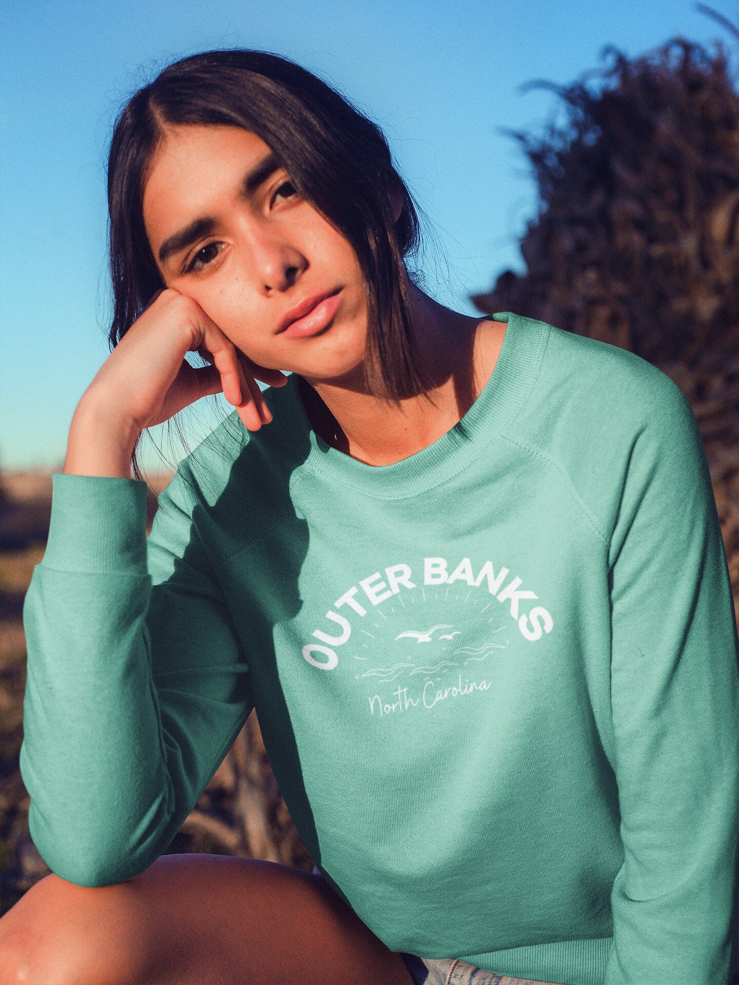 Outer Banks North Carolina Crewneck Sweatshirt Beach Boho Sweatshirt Comfort Colors Surf Sweatshirt Paradise on Earth