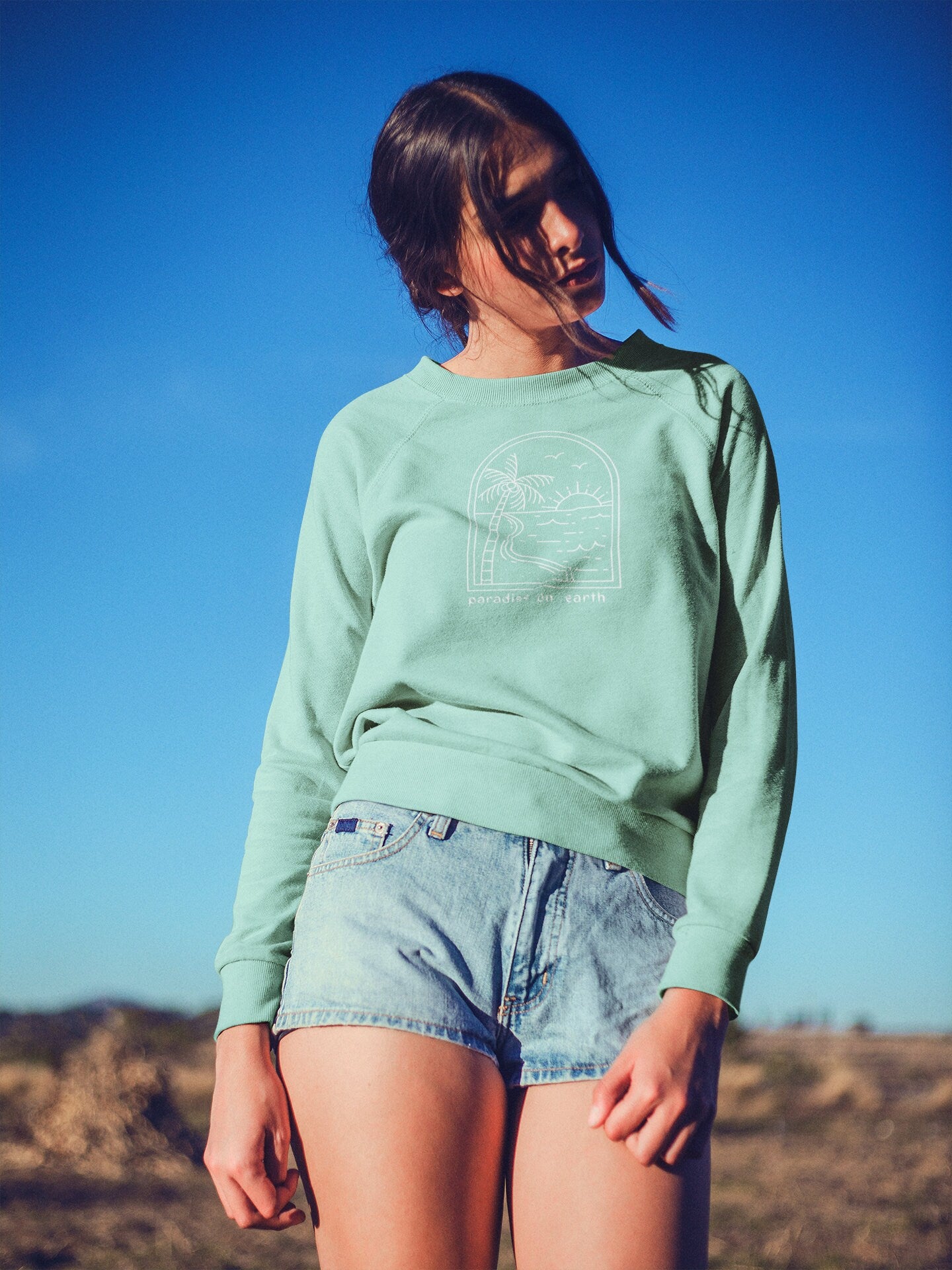 Paradise on Earth Pullover Outer Banks North Carolina Crewneck Sweatshirt Beach Boho Sweatshirt Comfort Colors Surf Sweatshirt