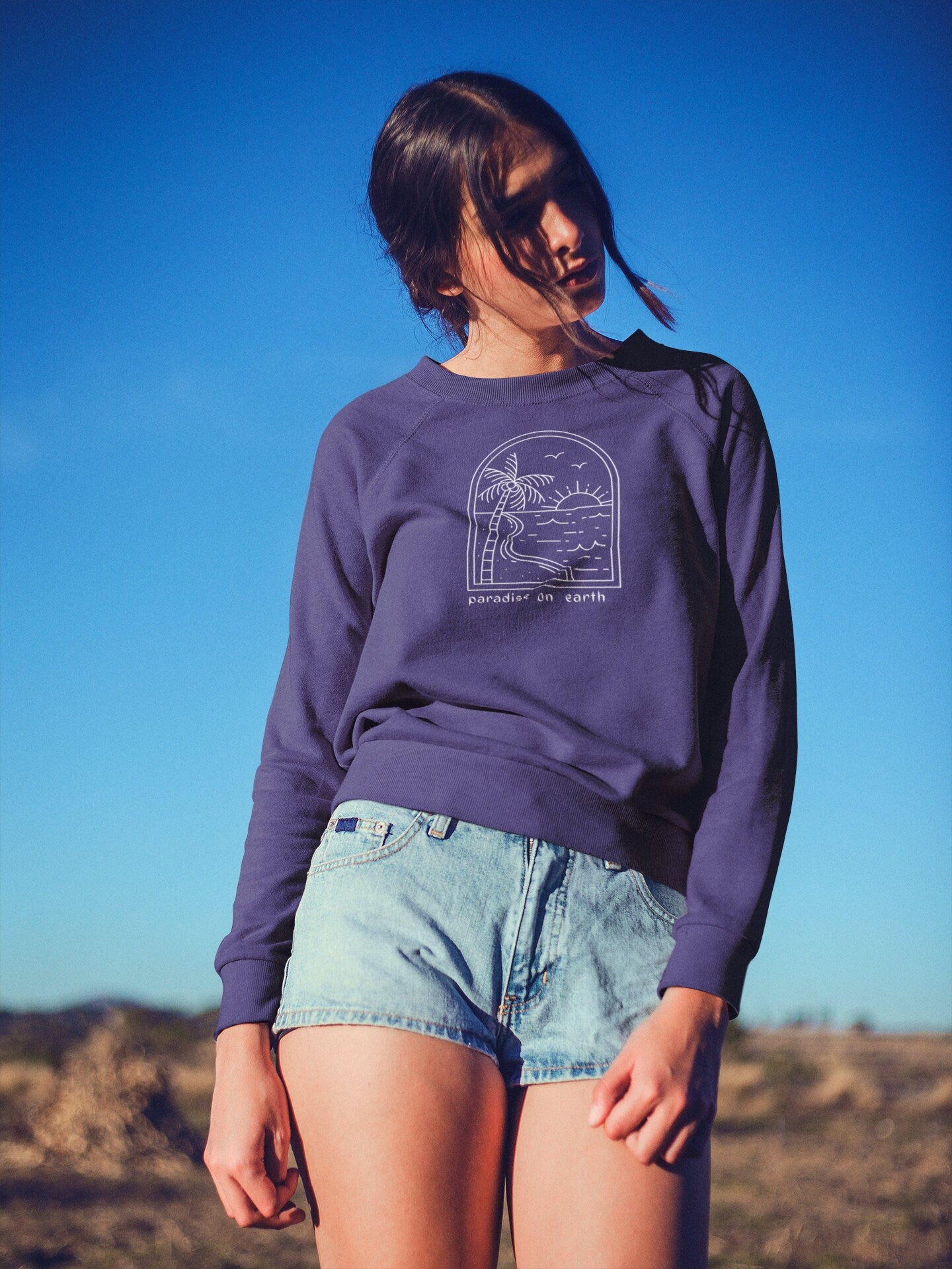 Paradise on Earth Pullover Outer Banks North Carolina Crewneck Sweatshirt Beach Boho Sweatshirt Comfort Colors Surf Sweatshirt