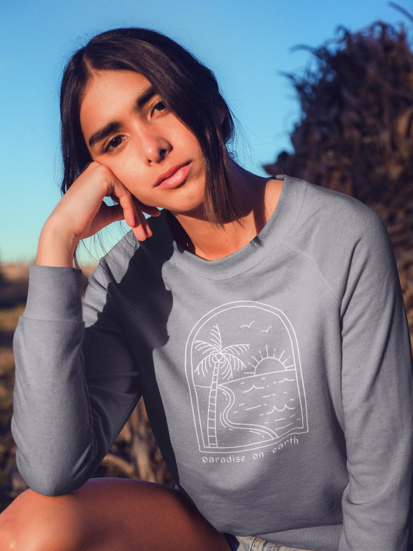 Paradise on Earth Pullover Outer Banks North Carolina Crewneck Sweatshirt Beach Boho Sweatshirt Comfort Colors Surf Sweatshirt