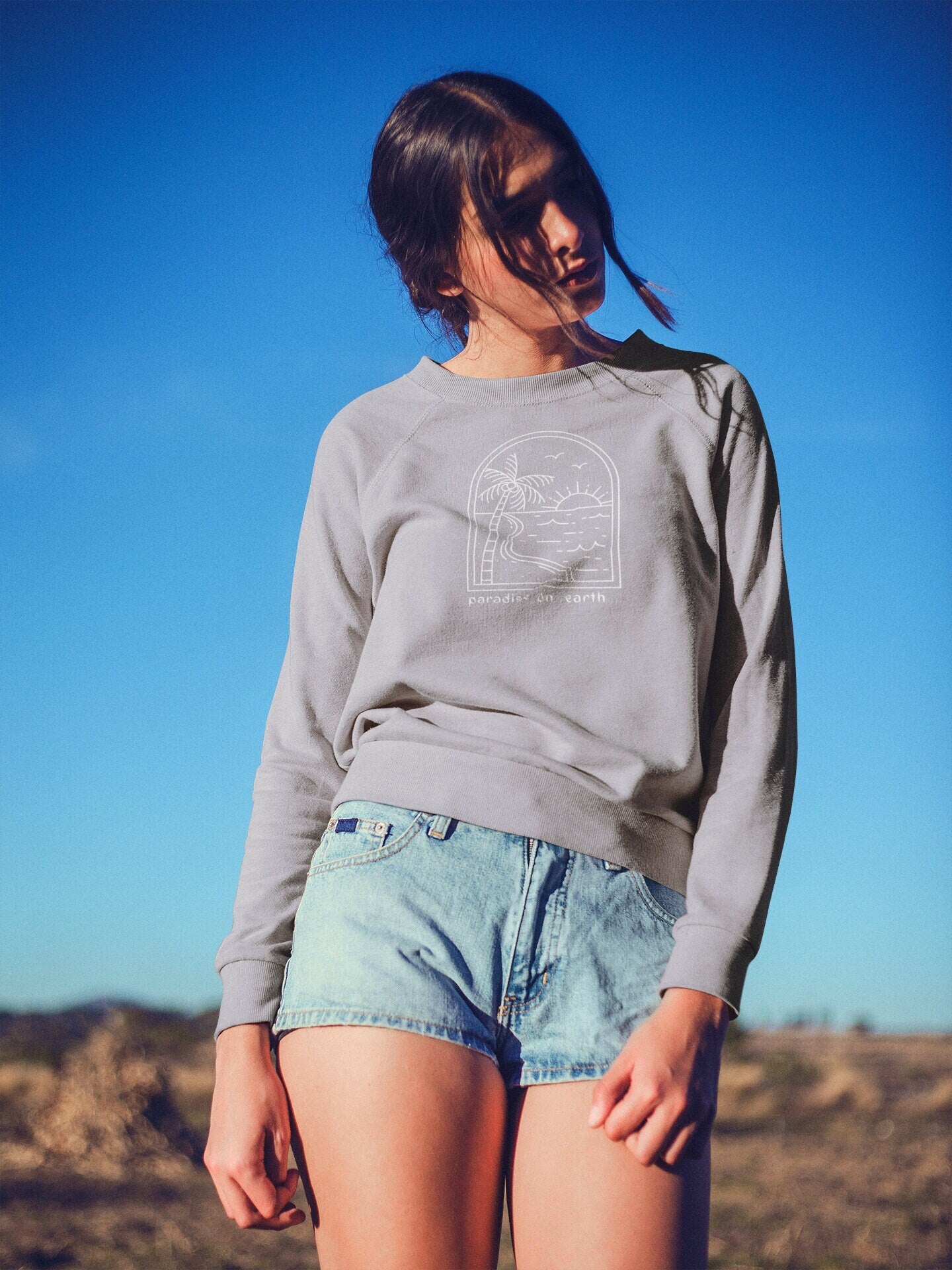Paradise on Earth Pullover Outer Banks North Carolina Crewneck Sweatshirt Beach Boho Sweatshirt Comfort Colors Surf Sweatshirt